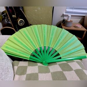 Charlie XCX Brat Green glittery handheld fan #festival #rave #concert #bratz #y